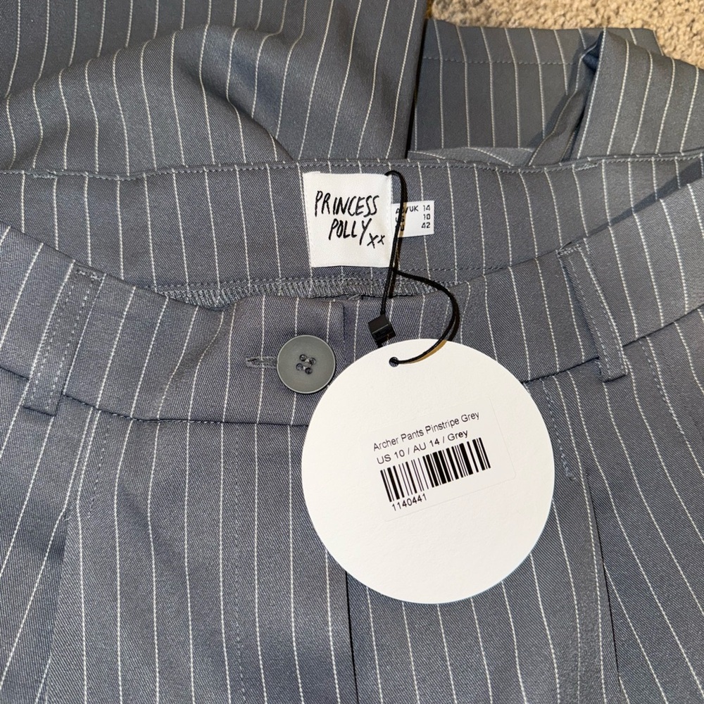 Princess Polly Gray Pinstripe Pants